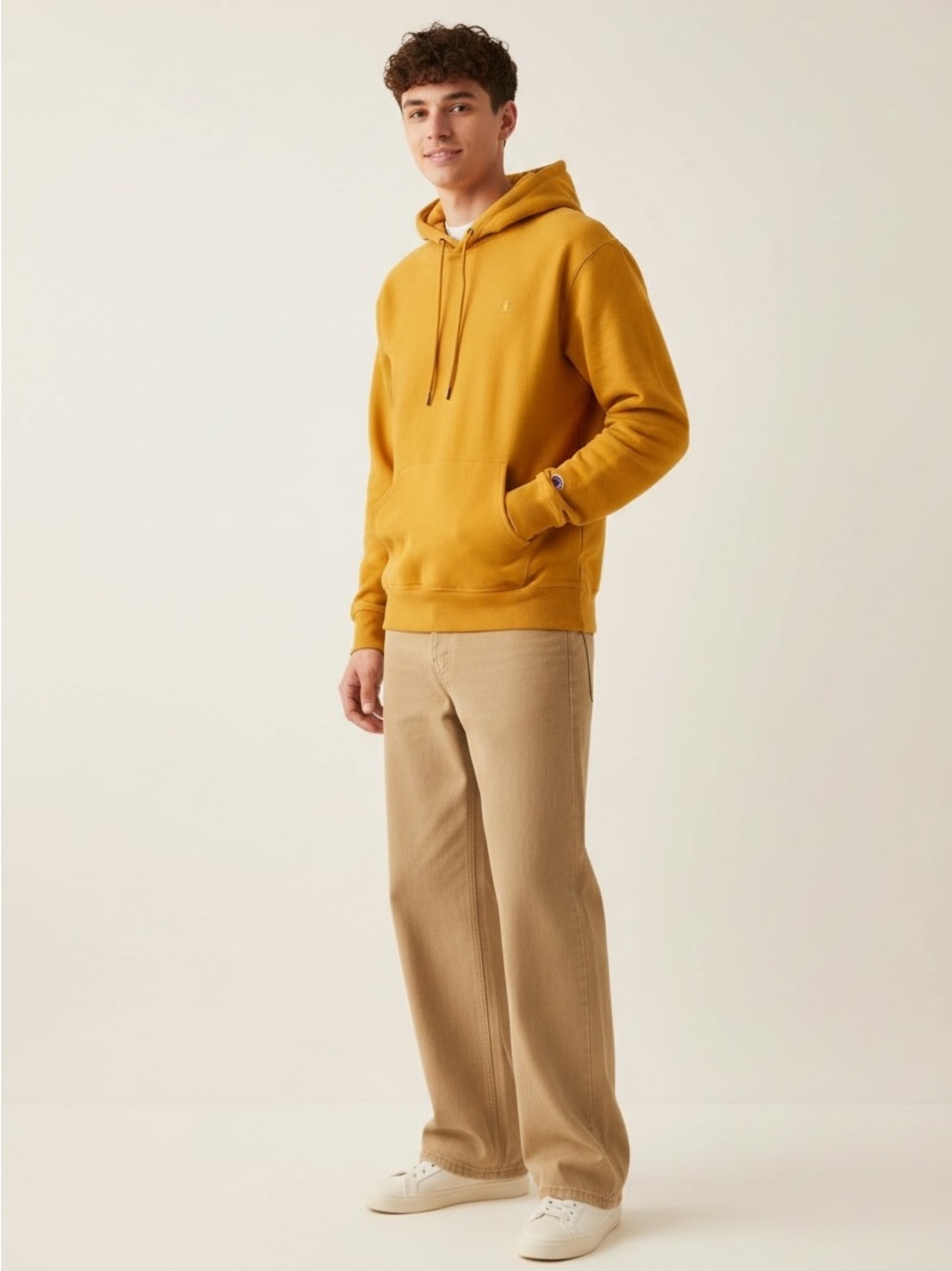 Champion Men's Mustard Hoodie- Medium
